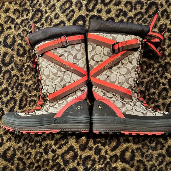 Orange and Brown Coach Boots size 10 - Picture 6 of 7